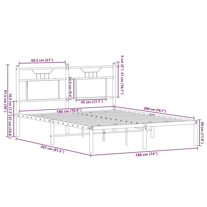 sengeramme uden madras 180x200 cm metal sonoma-eg