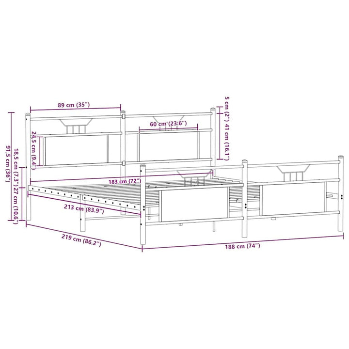 sengeramme uden madras 183x213 cm metal sonoma-eg