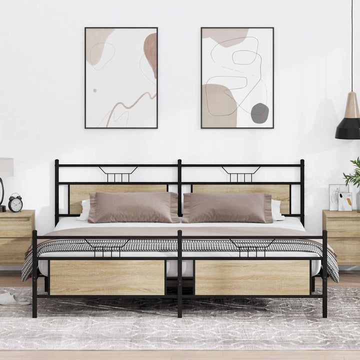 sengeramme uden madras 200x200 cm metal sonoma-eg