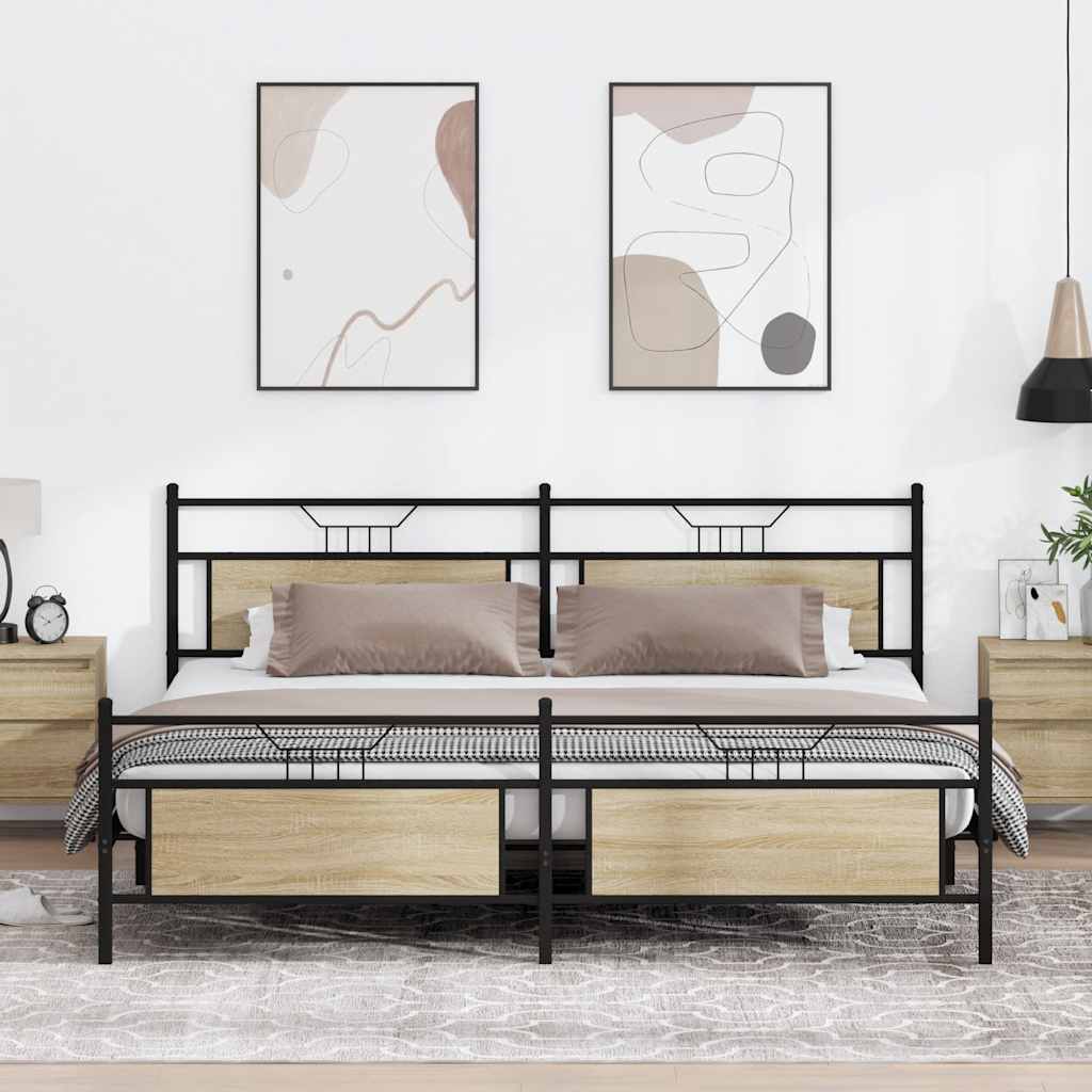 sengeramme uden madras 200x200 cm metal sonoma-eg