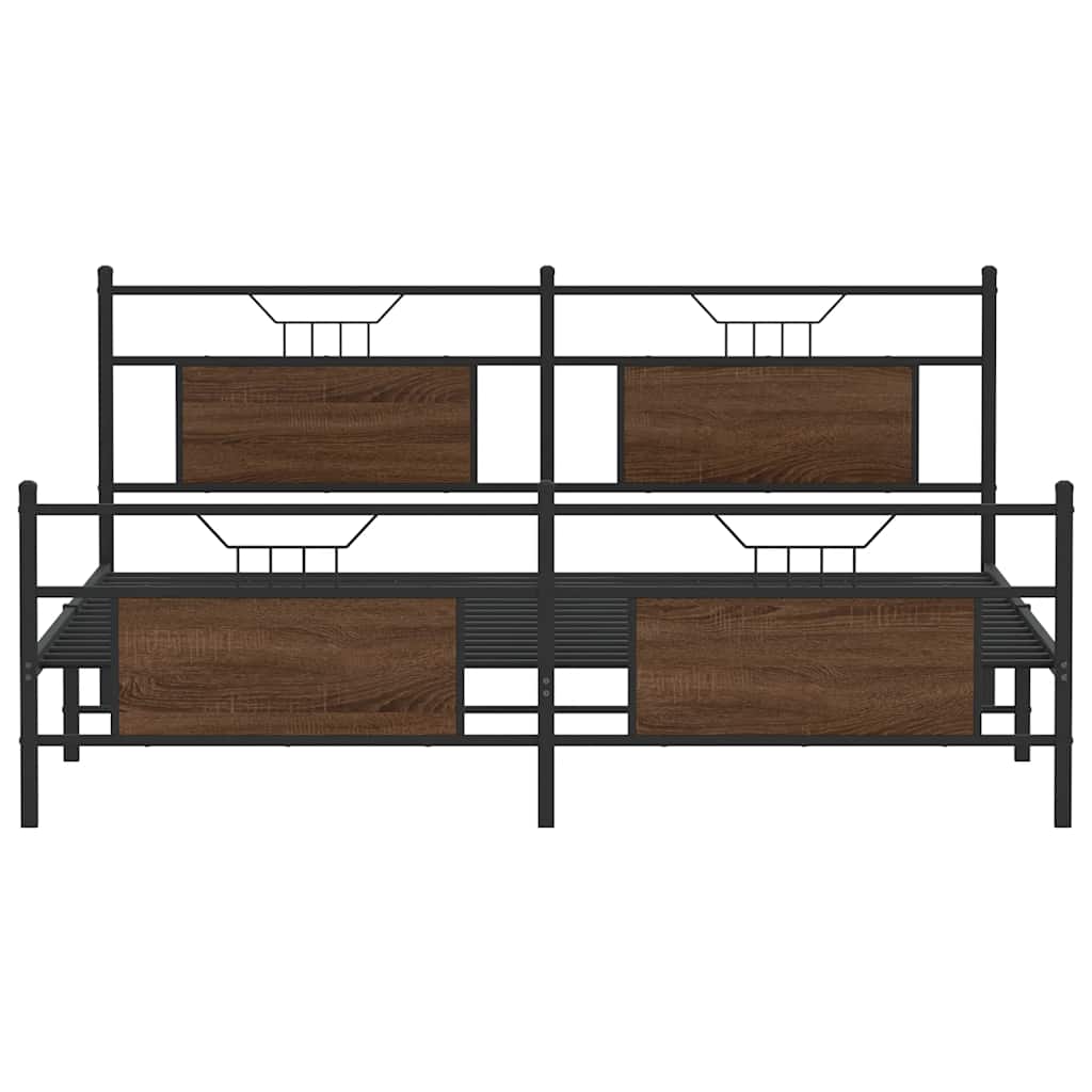sengeramme uden madras 180x200 cm metal brun egetræsfarve