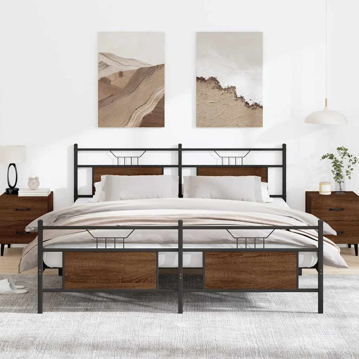 sengeramme uden madras 180x200 cm metal brun egetræsfarve