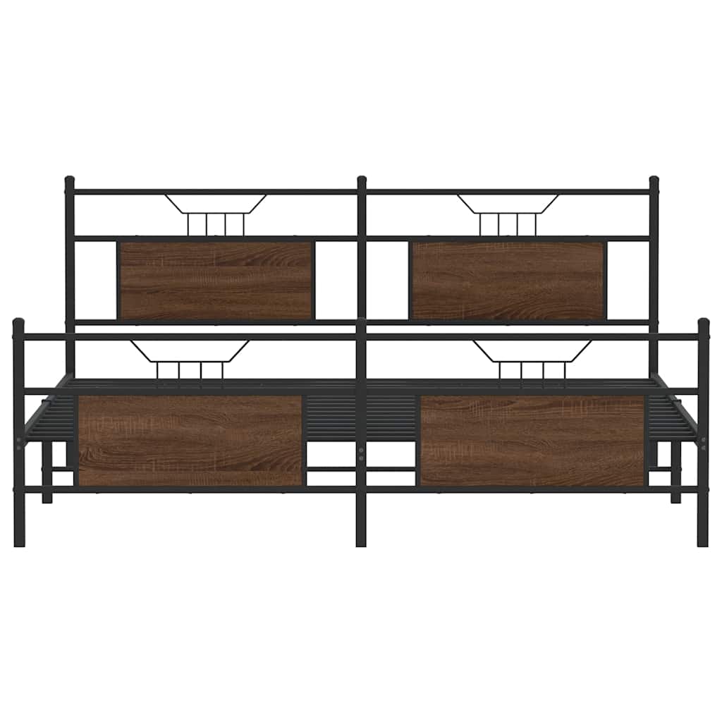 sengeramme uden madras 183x213 cm metal brun egetræsfarve