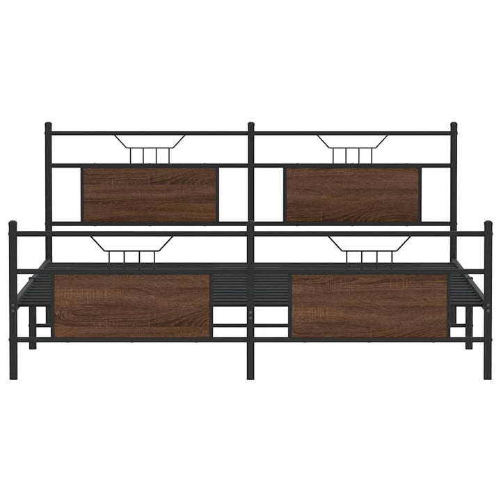 sengeramme uden madras 183x213 cm metal brun egetræsfarve