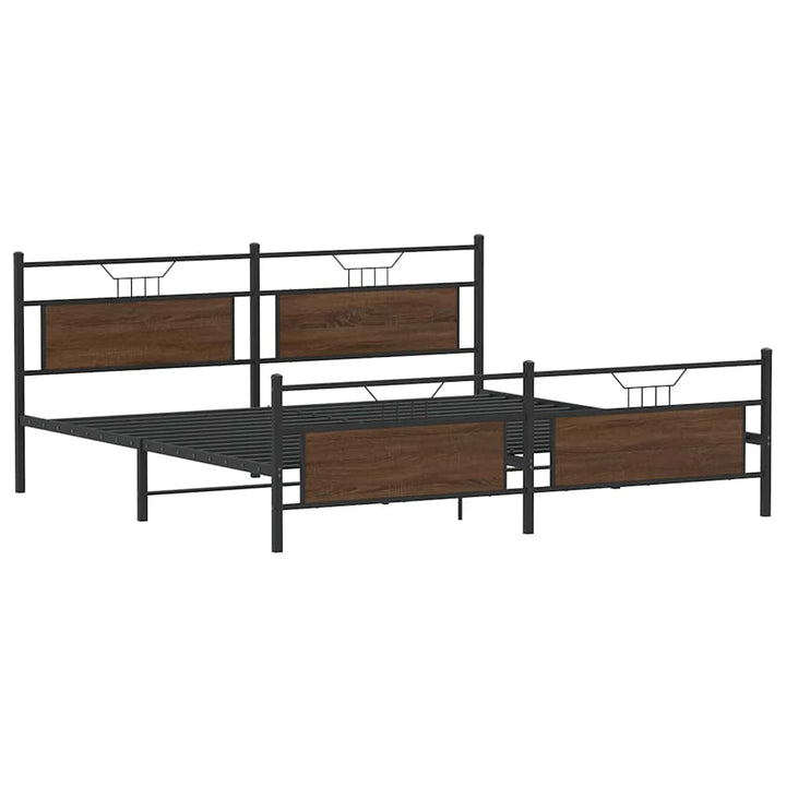sengeramme uden madras 193x203 cm metal brun egetræsfarve