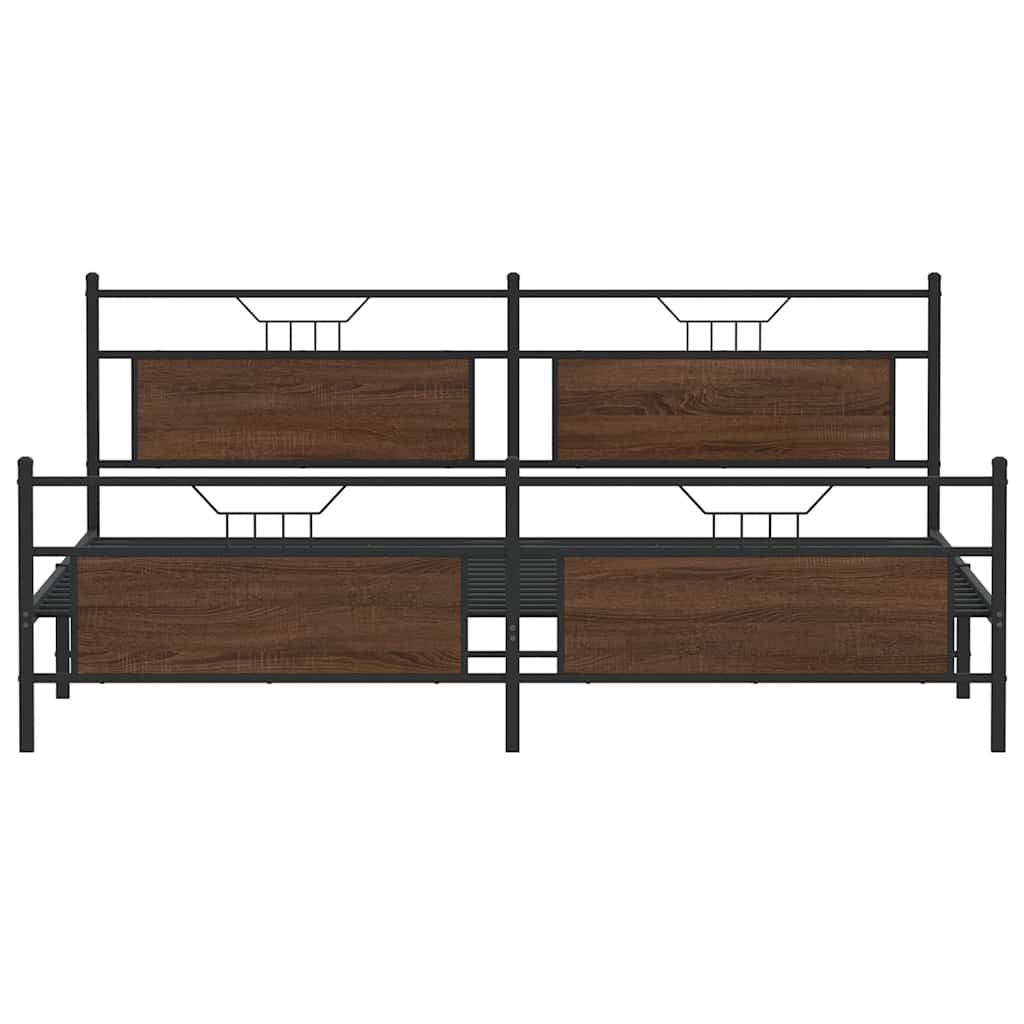 sengeramme uden madras 193x203 cm metal brun egetræsfarve