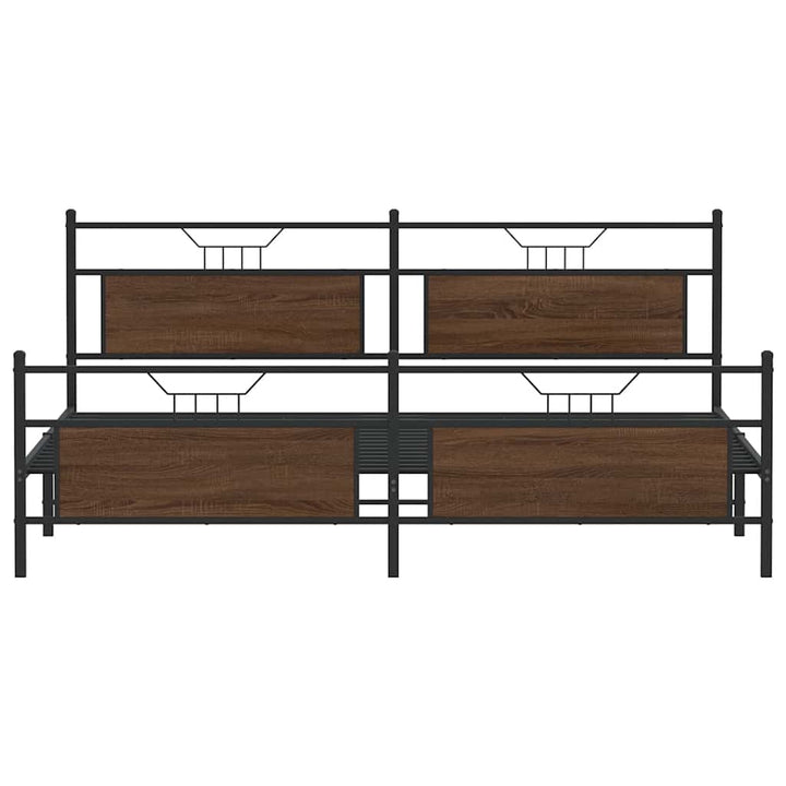 sengeramme uden madras 193x203 cm metal brun egetræsfarve