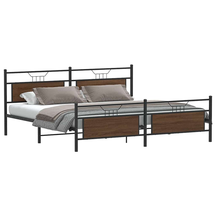 sengeramme uden madras 200x200 cm metal brun egetræsfarve