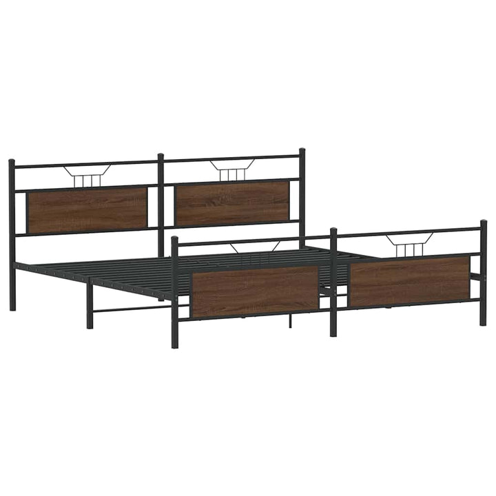 sengeramme uden madras 200x200 cm metal brun egetræsfarve