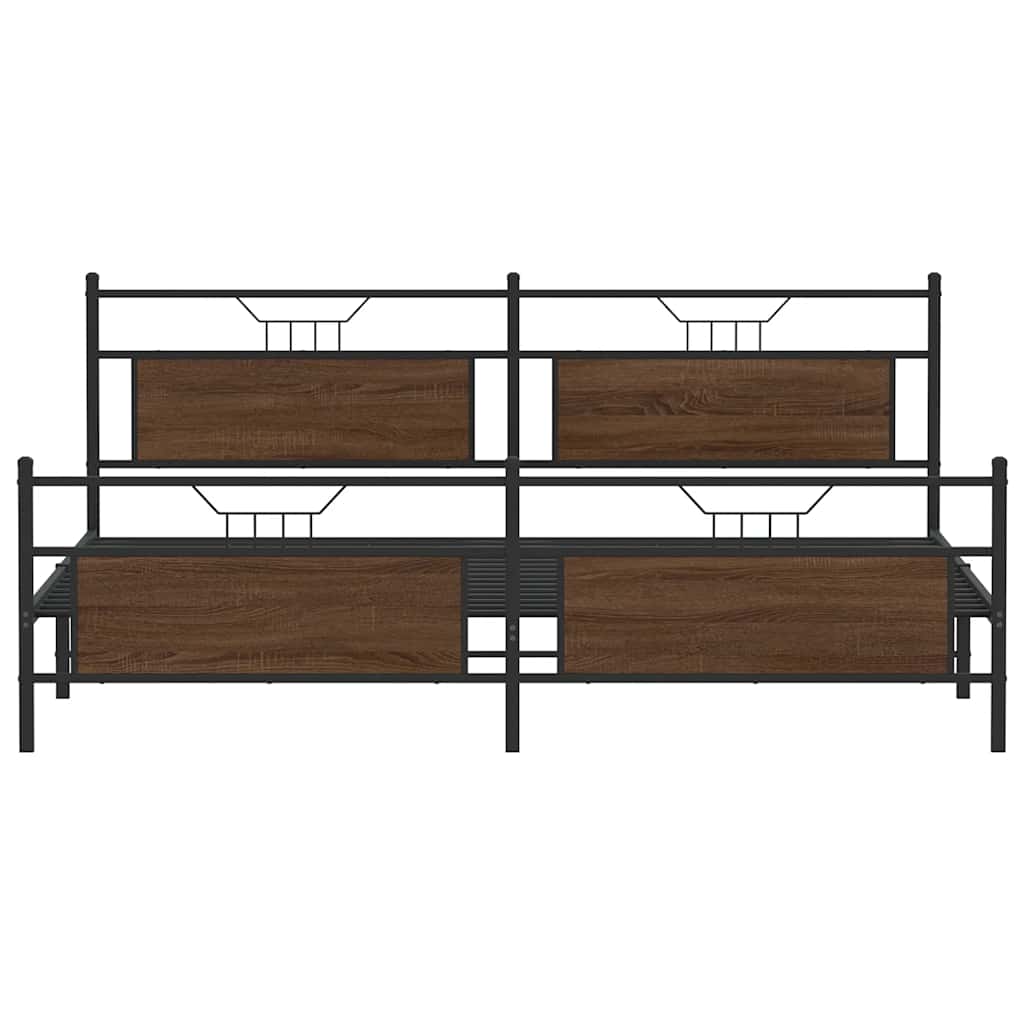 sengeramme uden madras 200x200 cm metal brun egetræsfarve