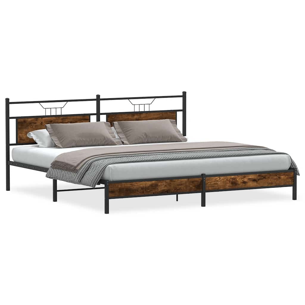 sengeramme uden madras 193x203 cm metal røget egetræsfarve