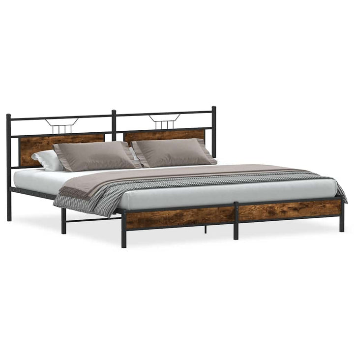 sengeramme uden madras 193x203 cm metal røget egetræsfarve
