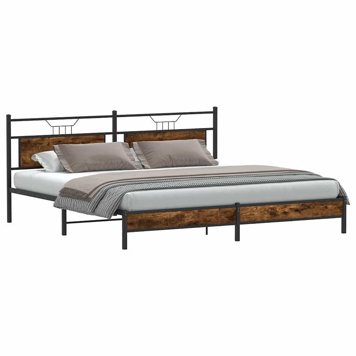 sengeramme uden madras 193x203 cm metal røget egetræsfarve