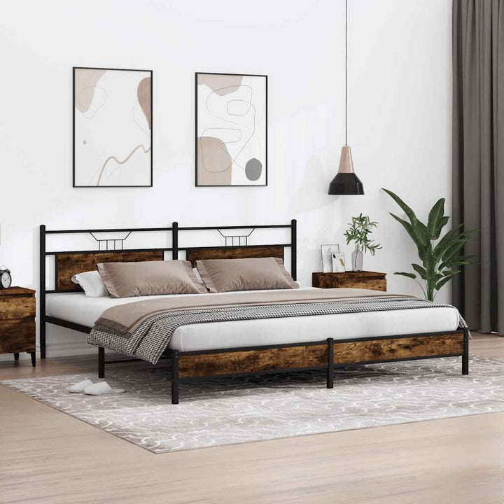 sengeramme uden madras 193x203 cm metal røget egetræsfarve