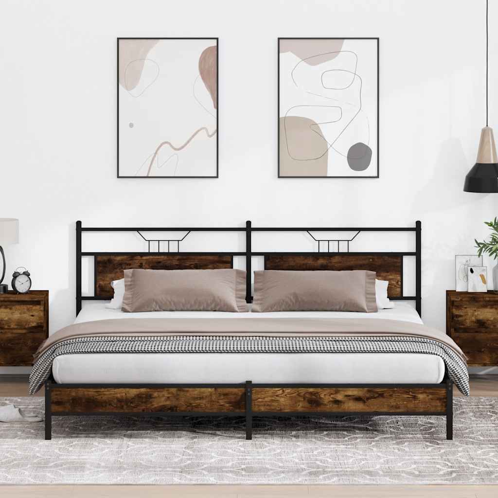 sengeramme uden madras 193x203 cm metal røget egetræsfarve