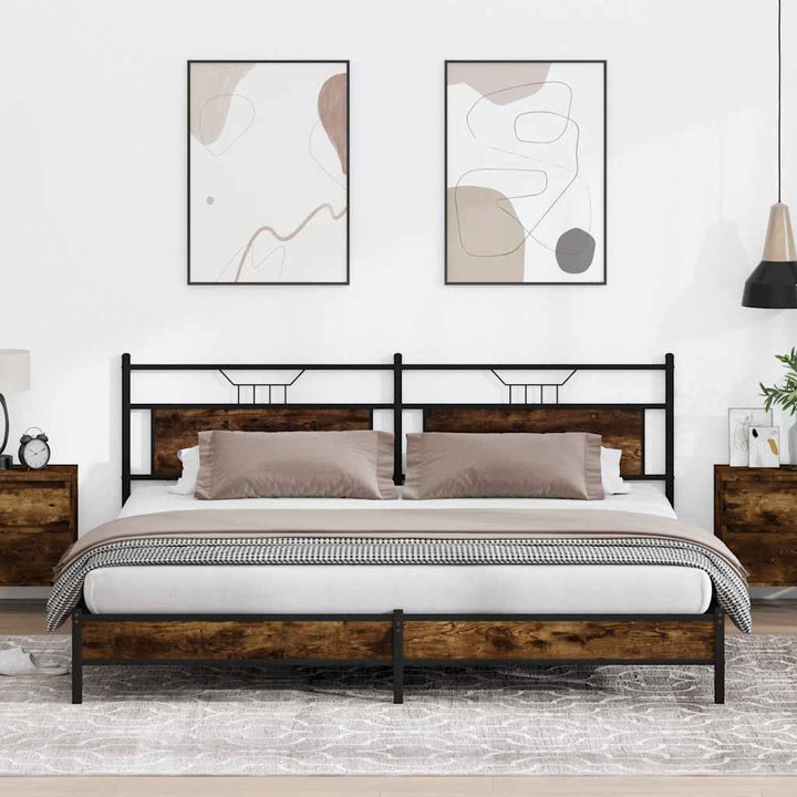 sengeramme uden madras 193x203 cm metal røget egetræsfarve