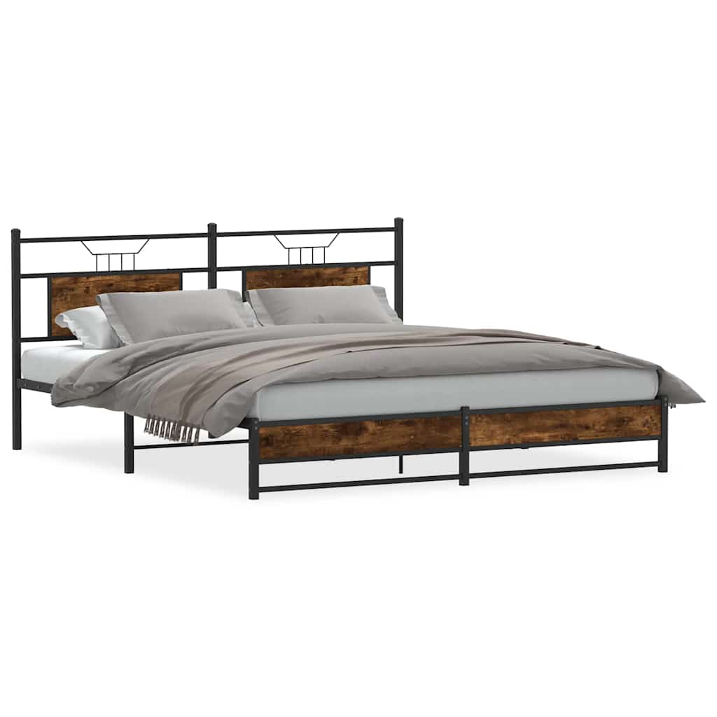 sengeramme uden madras 183x213 cm metal røget egetræsfarve