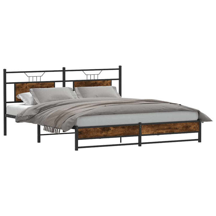 sengeramme uden madras 183x213 cm metal røget egetræsfarve