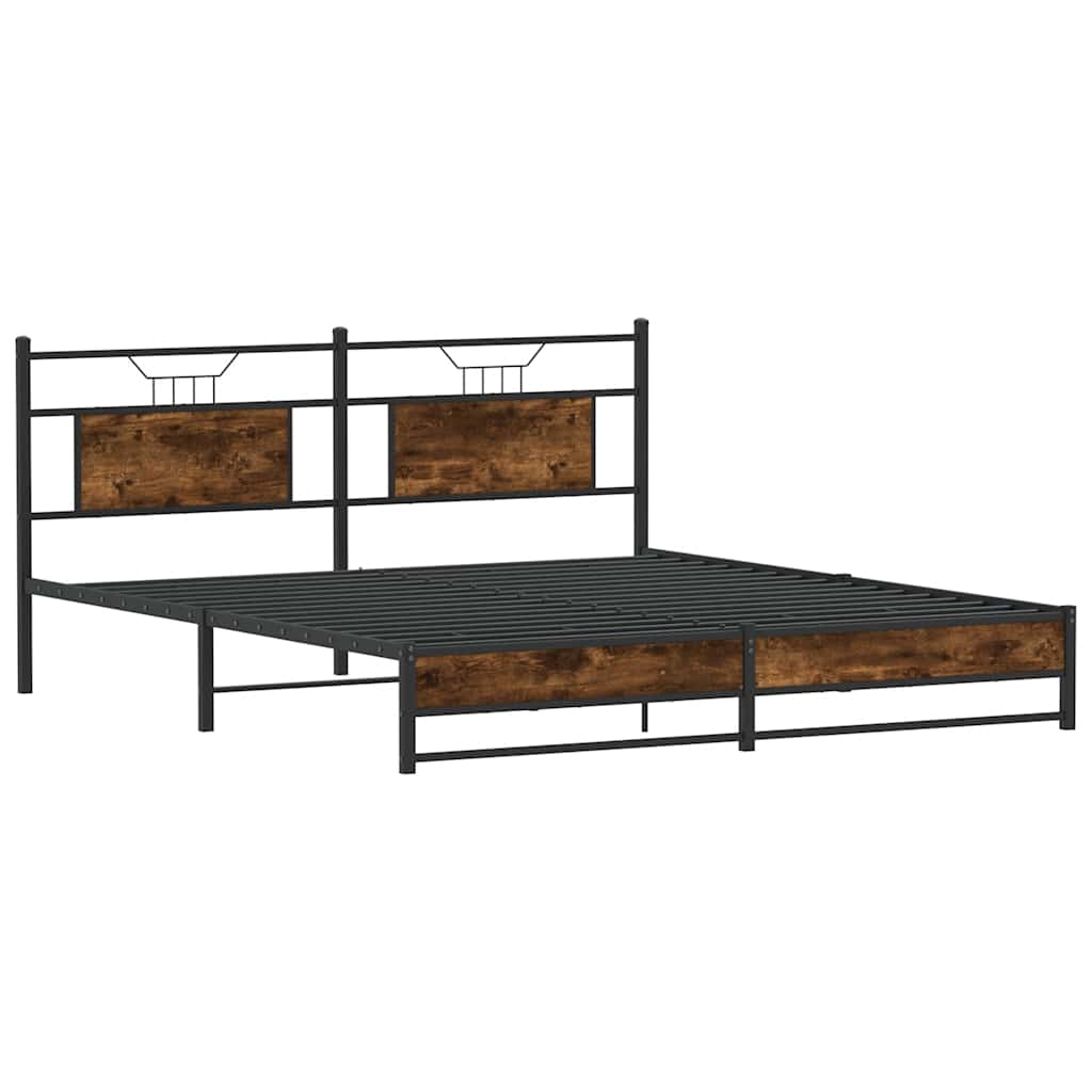 sengeramme uden madras 183x213 cm metal røget egetræsfarve