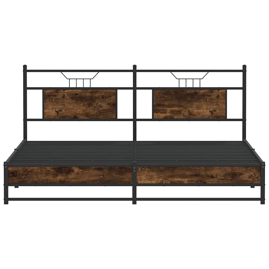 sengeramme uden madras 183x213 cm metal røget egetræsfarve