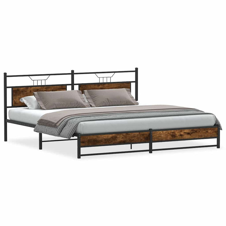 sengeramme uden madras 193x203 cm metal røget egetræsfarve