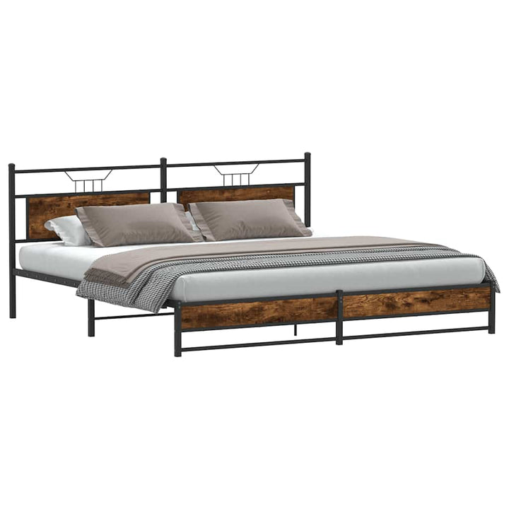 sengeramme uden madras 193x203 cm metal røget egetræsfarve