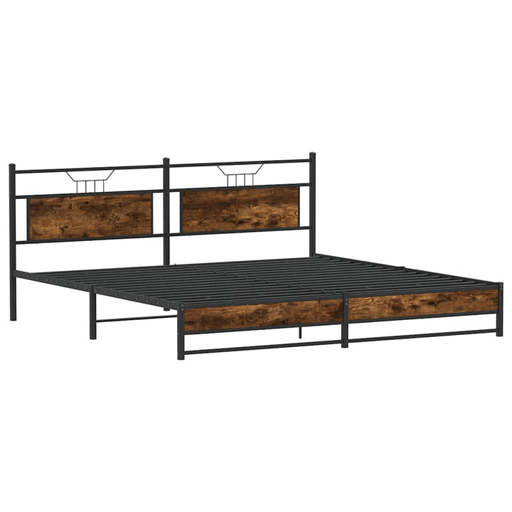 sengeramme uden madras 193x203 cm metal røget egetræsfarve