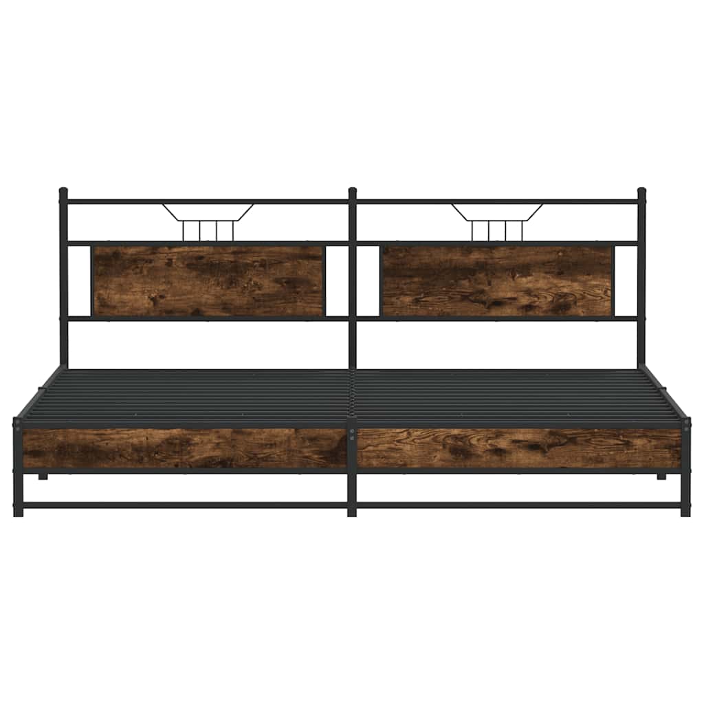 sengeramme uden madras 193x203 cm metal røget egetræsfarve