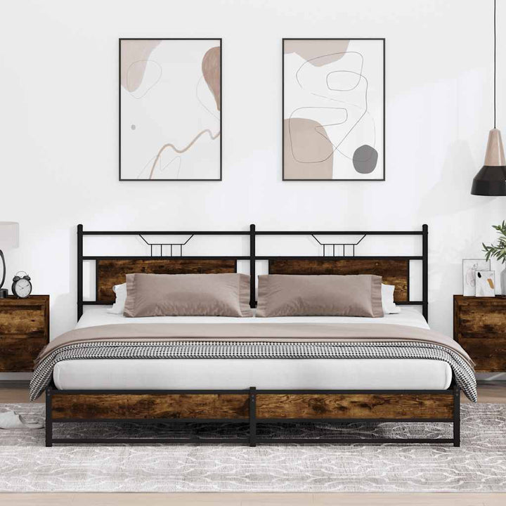 sengeramme uden madras 193x203 cm metal røget egetræsfarve