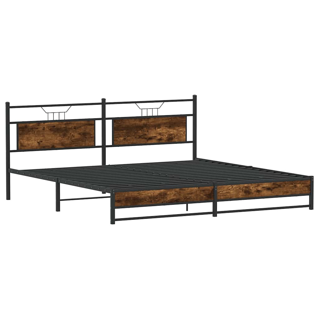 sengeramme uden madras 200x200 cm metal røget egetræsfarve