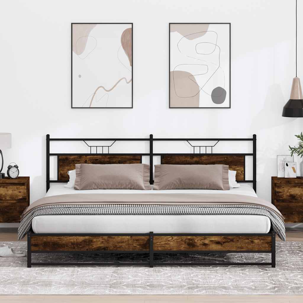 sengeramme uden madras 200x200 cm metal røget egetræsfarve