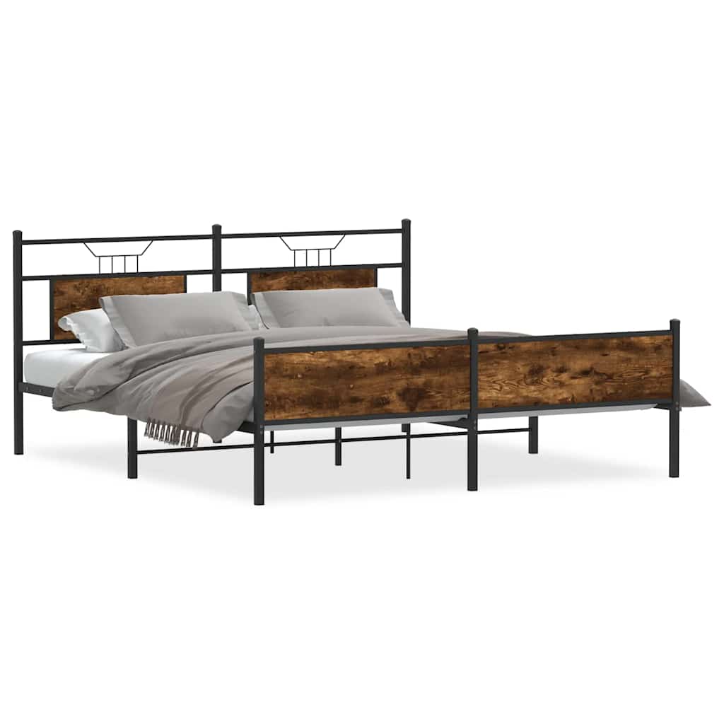 sengeramme uden madras 160x200 cm metal røget egetræsfarve