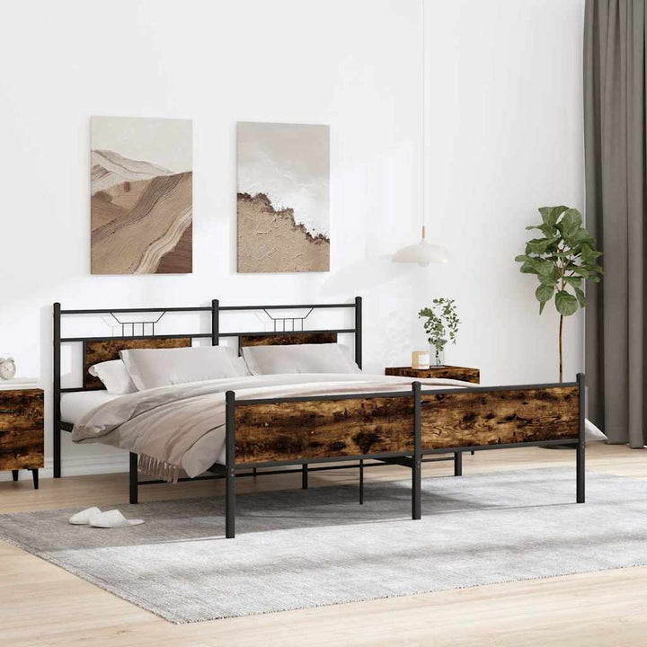 sengeramme uden madras 160x200 cm metal røget egetræsfarve