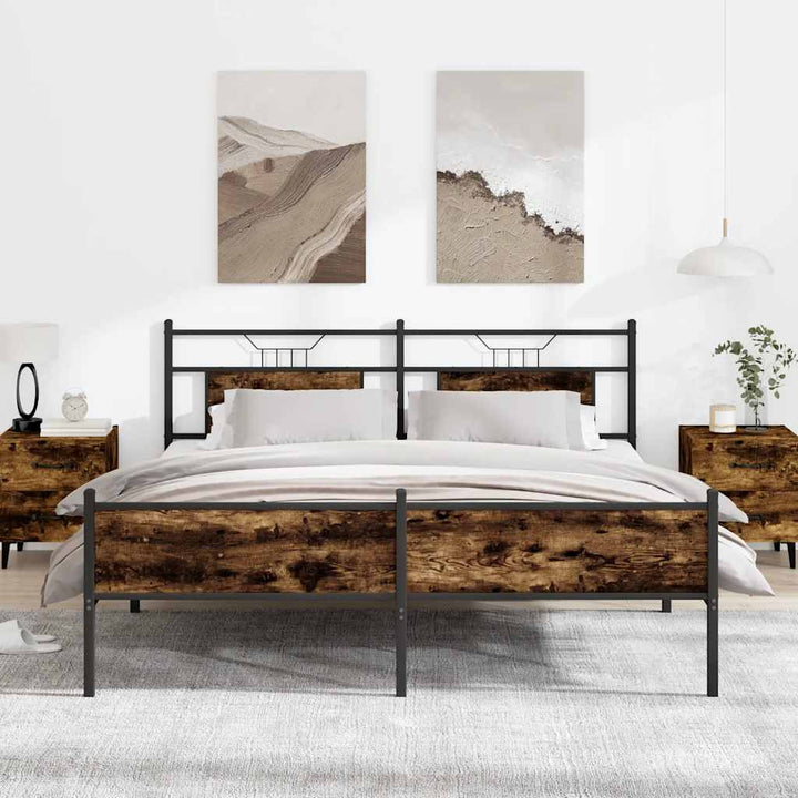sengeramme uden madras 180x200 cm metal røget egetræsfarve
