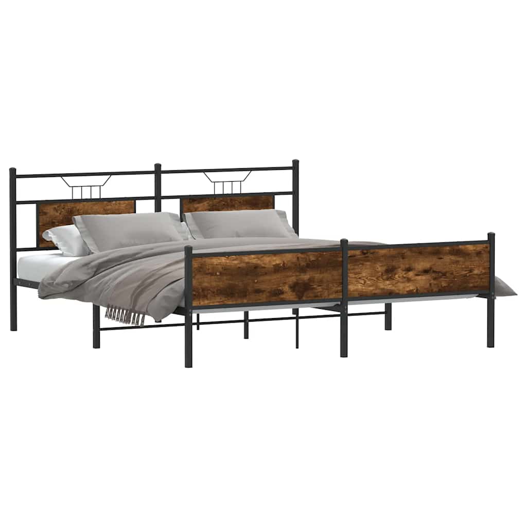 sengeramme uden madras 180x200 cm metal røget egetræsfarve