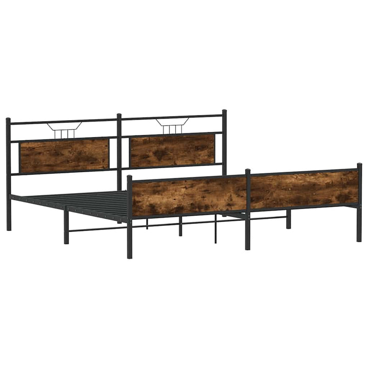 sengeramme uden madras 183x213 cm metal røget egetræsfarve