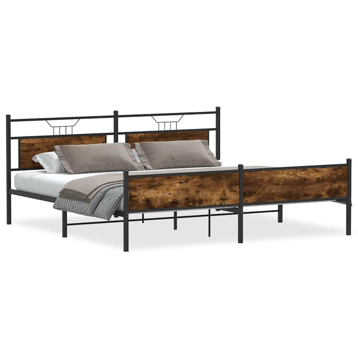 sengeramme uden madras 193x203 cm metal røget egetræsfarve