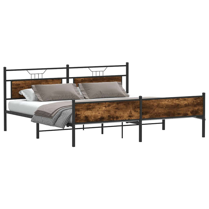 sengeramme uden madras 193x203 cm metal røget egetræsfarve