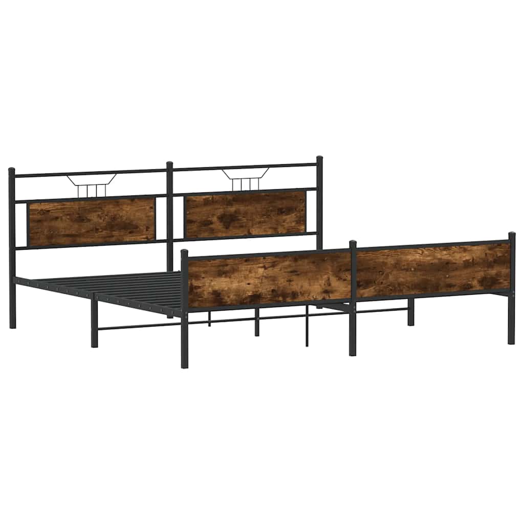 sengeramme uden madras 200x200 cm metal røget egetræsfarve