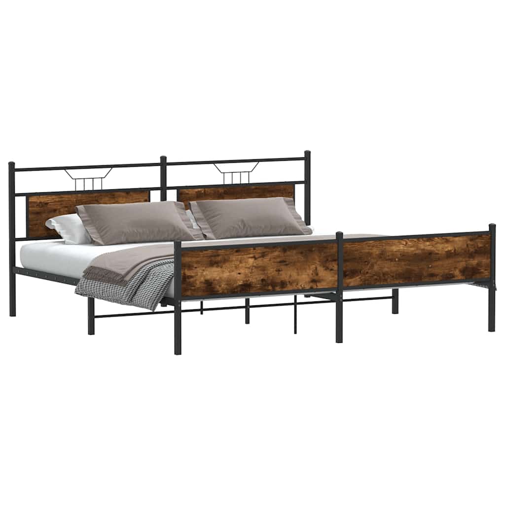 sengeramme uden madras 200x200 cm metal røget egetræsfarve