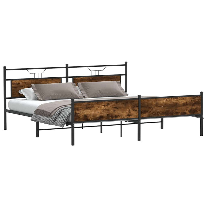 sengeramme uden madras 200x200 cm metal røget egetræsfarve