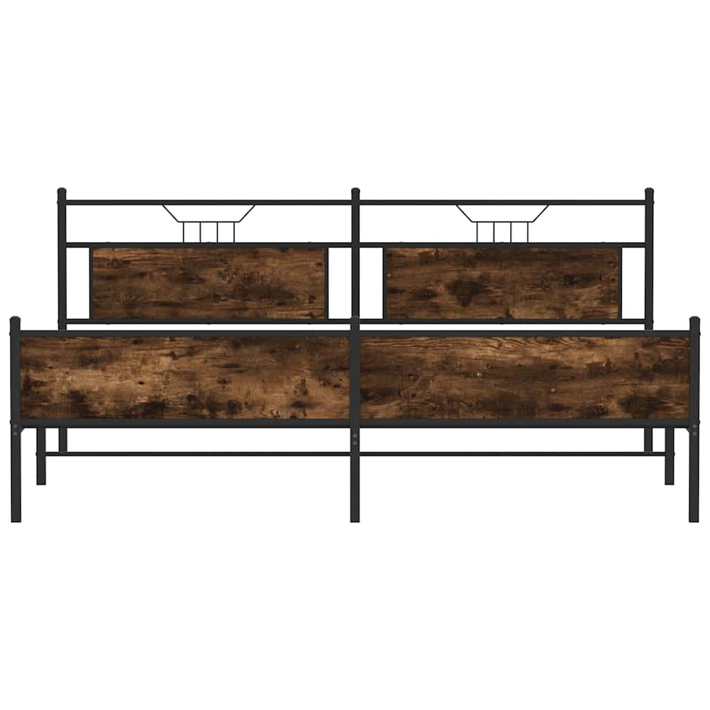 sengeramme uden madras 200x200 cm metal røget egetræsfarve