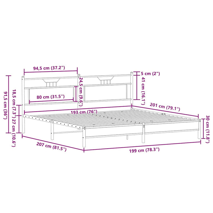 sengeramme uden madras 193x203 cm metal sonoma-eg