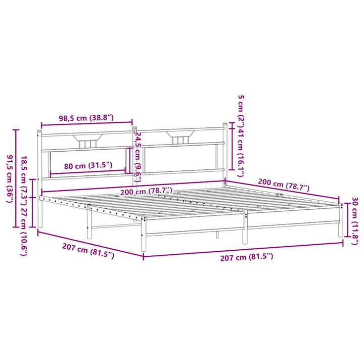 sengeramme uden madras 200x200 cm metal sonoma-eg