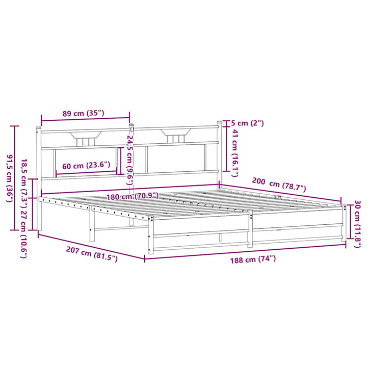 sengeramme uden madras 180x200 cm metal sonoma-eg