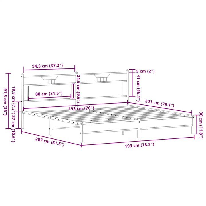 sengeramme uden madras 193x203 cm metal sonoma-eg