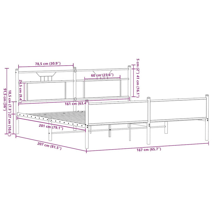 sengeramme uden madras 160x200 cm metal sonoma-eg