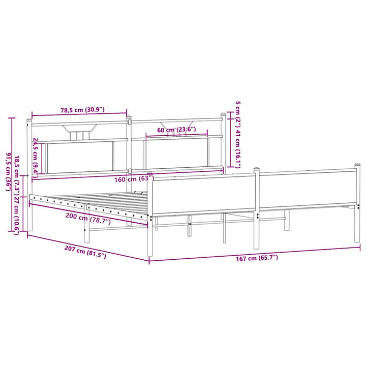 sengeramme uden madras 160x200 cm metal sonoma-eg