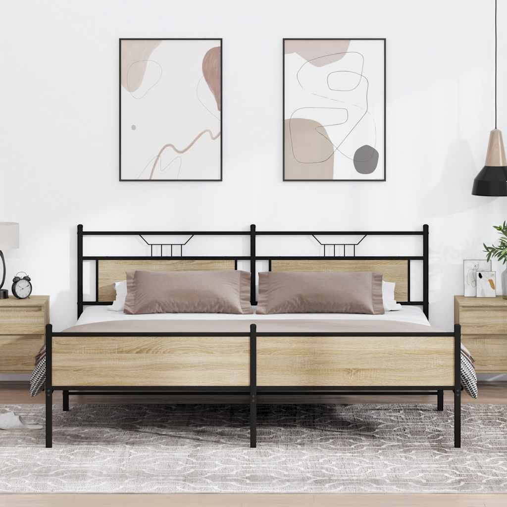 sengeramme uden madras 200x200 cm metal sonoma-eg