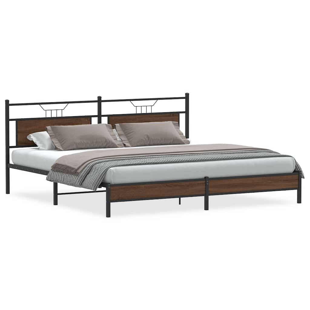 sengeramme uden madras 193x203 cm metal brun egetræsfarve